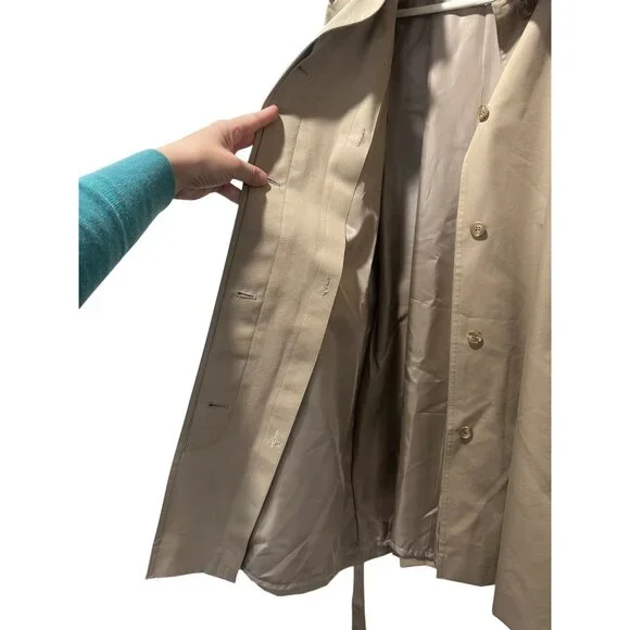 Sanyo Heavy Cotton Trench Coat Womens XS Brown Made in Japan Old Money Luxury - Picture 6 of 16